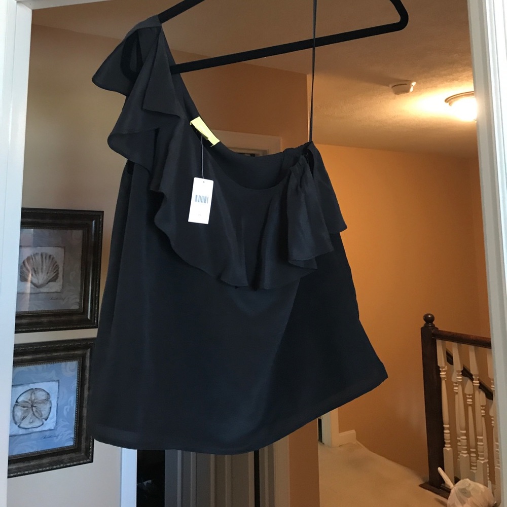 One shoulder silk shirt